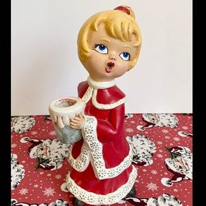 Choir Girl Candlestick Holder - Christmas Decor - 60s Style